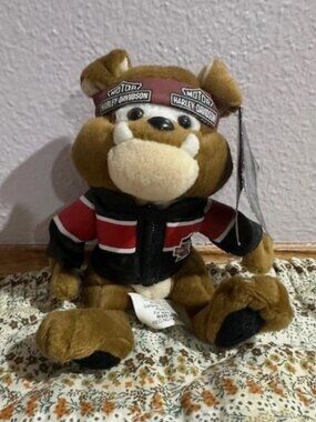 Harley Davidson Bean Bag Stuffed Plush Animal Tanker Bulldog Dog 1999 NWT